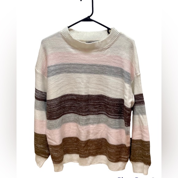 MISSLOOK Women’s Coastal Striped Pastel Balloon Sleeve Lightweight Sweater XXL - Picture 1 of 9